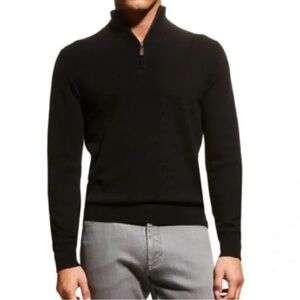 Men's Black Half-Zip Sweater 100%cashemere